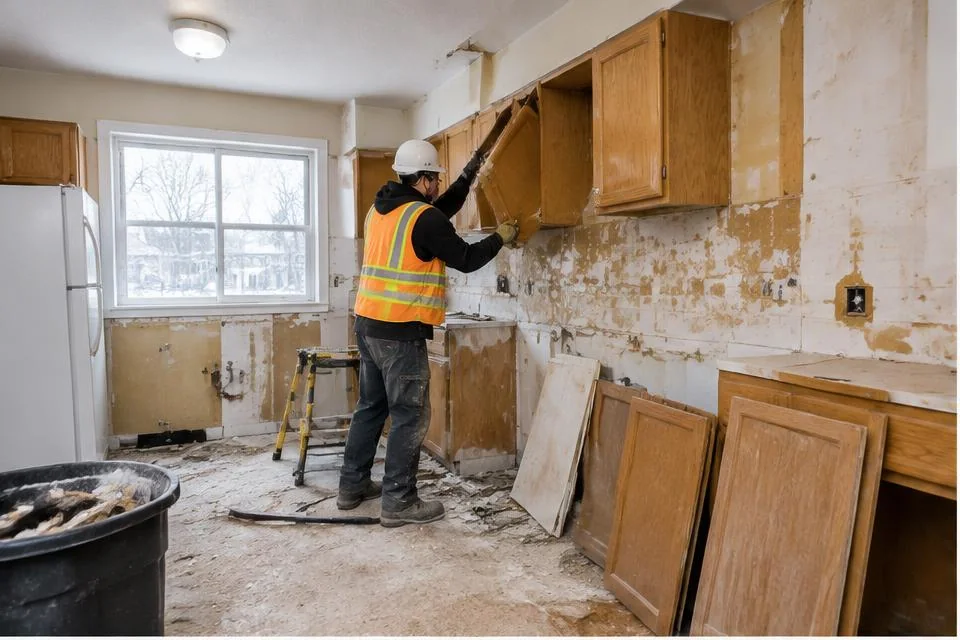 Interior Demolition work area and equipment