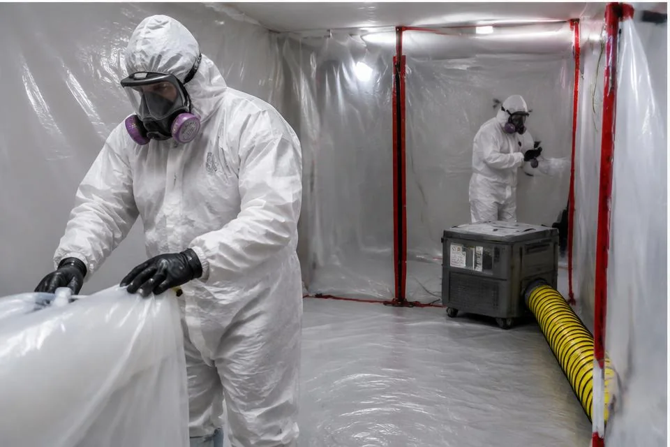 Asbestos Abatement work area and equipment