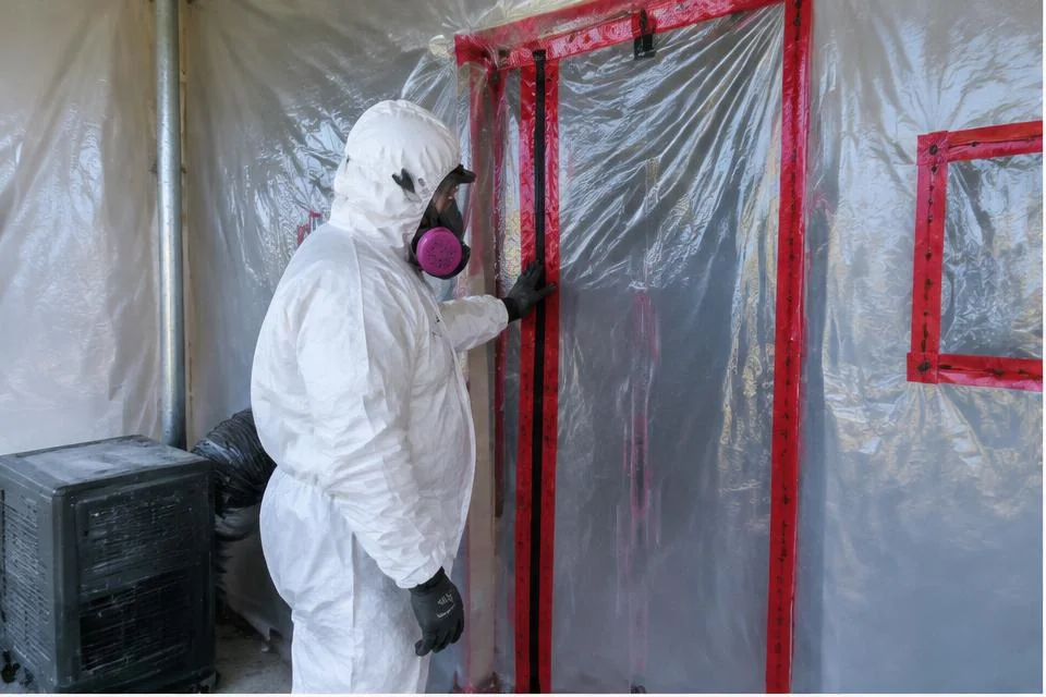 Asbestos Abatement worksite illustration