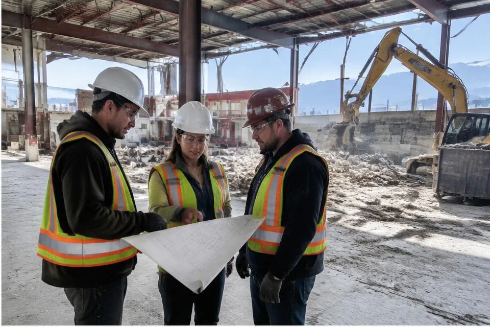 Interior commercial demolition worksite